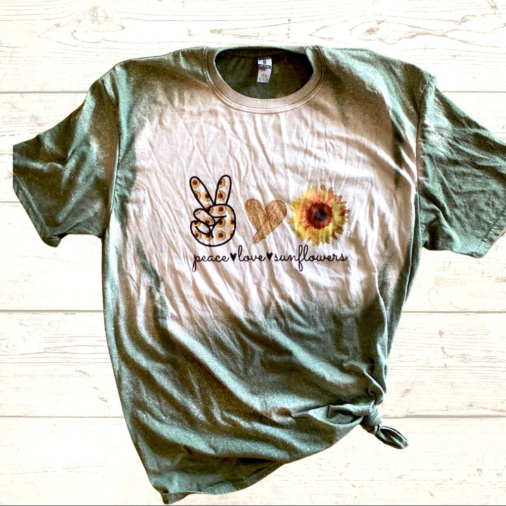 Peace Love Sunflowers Bleach Tee
